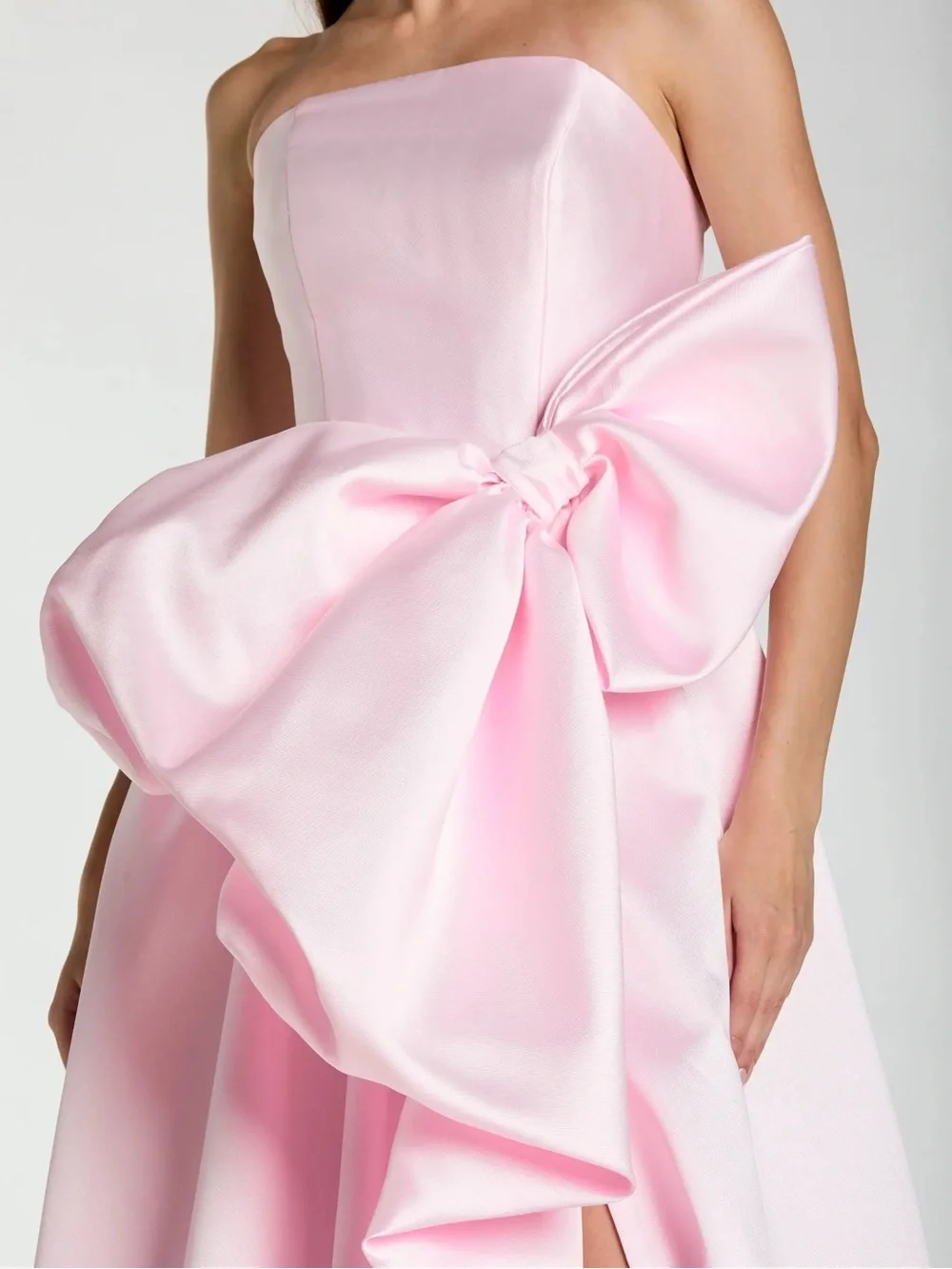 IEENA FOR MAC DUGGAL Light Pink Mikado Strapless Bubble Hem Ball Gown Bow Sz: 2 - Picture 11 of 11